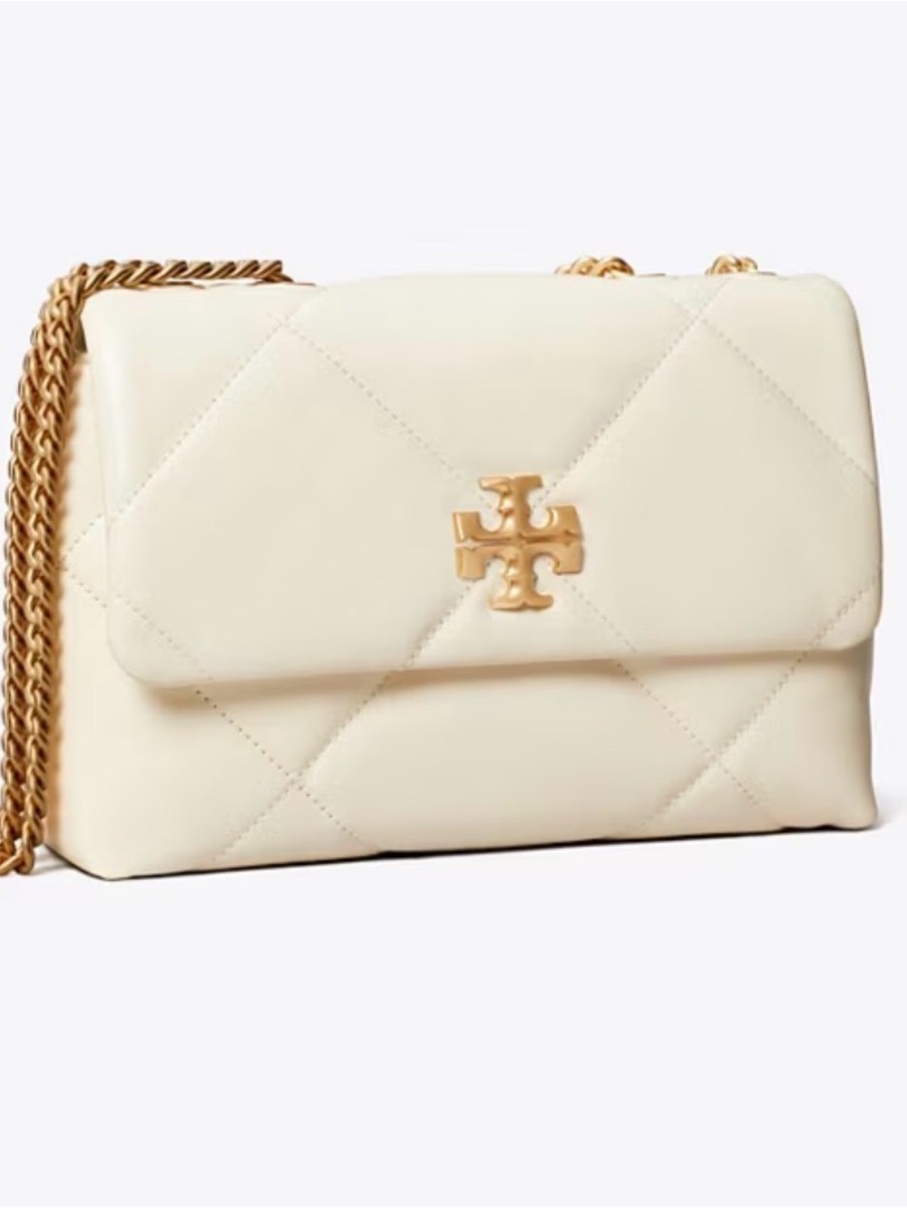 Michael Kors Soft White Leather Shoulder Bag with Gold Hardware